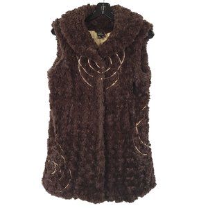 CoVelo Clothing Teddy Bear Vest Jacket Womens Sz 8 Snap Close Brown Faux Fur